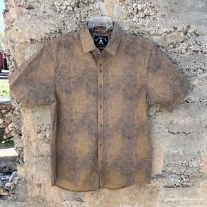 Rock Roll n Soul snake Leopard print Short Sleeve Button Up Shirt Mens Large